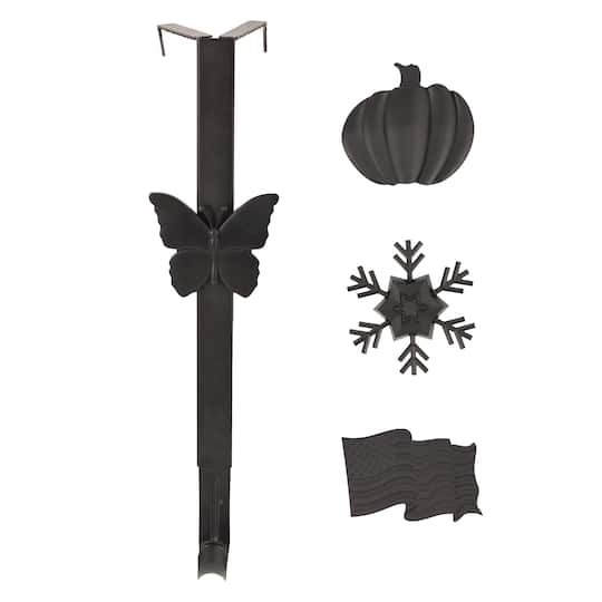 Haute Decor Matte Black Icon Adjustable Wreath Hanger
